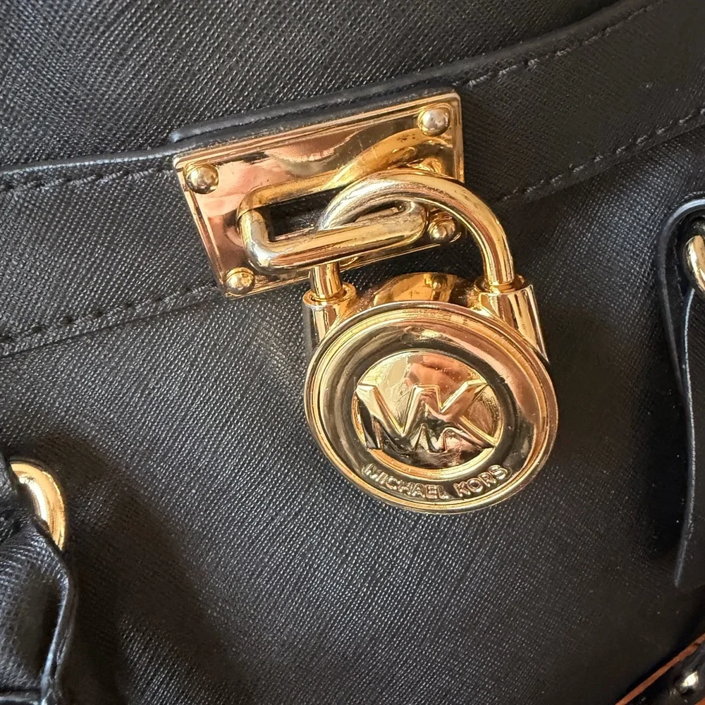 Michael Kors Large Hamilton Satchel Black Saffiano Leather Tote - Picture 3 of 9